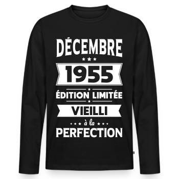 70th Anniversary - December 1955 Perfection - Men's Premium Organic Long Sleeve Shirt - black - Front - Nico (187cm)