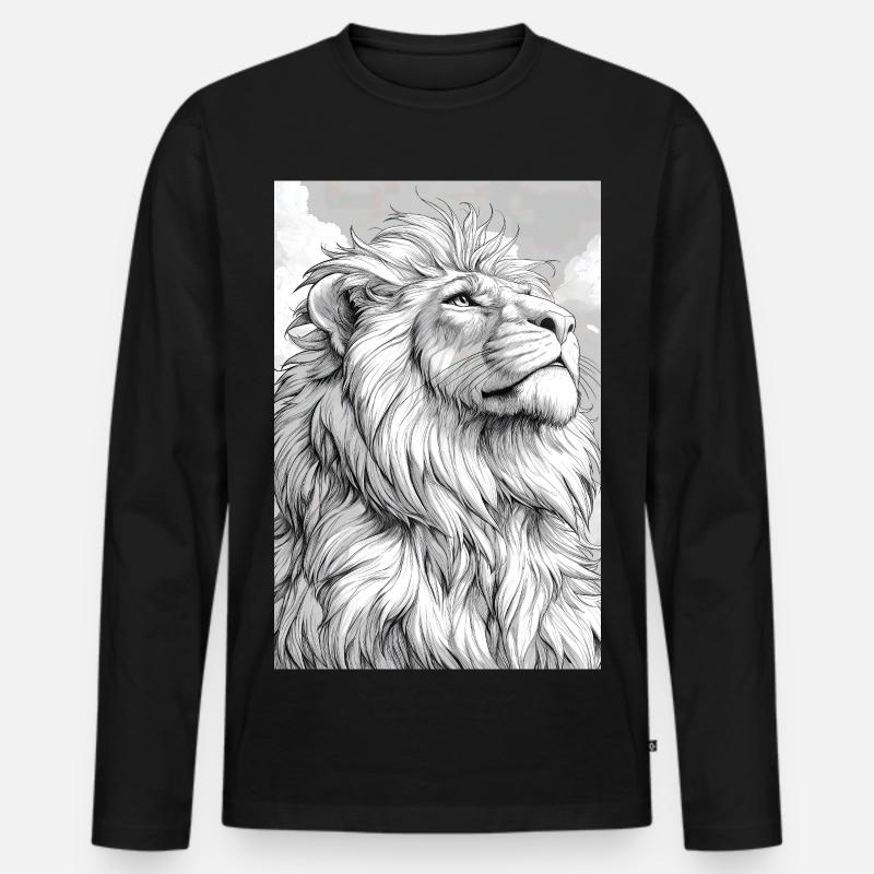 Illustration eines Löwen - Männer Premium Bio Langarmshirt - Schwarz