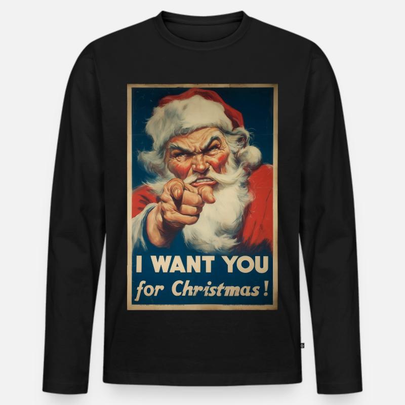 Weihnachtsmann Werbeplakat - Männer Premium Bio Langarmshirt - Schwarz