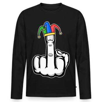 Mittelfinger Stingerfinger Karneval - Männer Premium Bio Langarmshirt - Schwarz - Vorne - Nico (187cm)