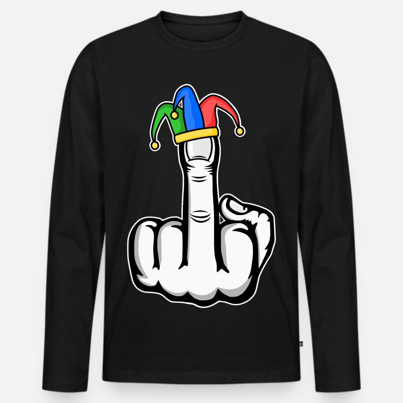 Mittelfinger Stingerfinger Karneval - Männer Premium Bio Langarmshirt - Schwarz