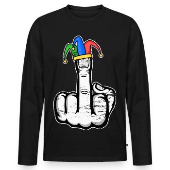 Mittelfinger Stingerfinger Karneval - Männer Premium Bio Langarmshirt - Schwarz - Vorne - Nico (187cm)
