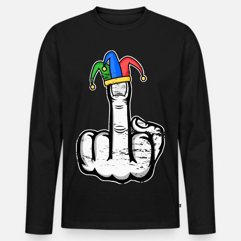 Mittelfinger Stingerfinger Karneval - Männer Premium Bio Langarmshirt - Schwarz