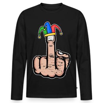 Mittelfinger Stingerfinger Karneval - Männer Premium Bio Langarmshirt - Schwarz - Vorne - Nico (187cm)