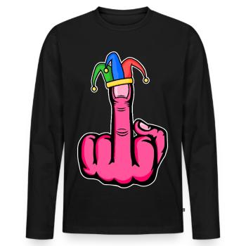 Mittelfinger Stingerfinger Karneval - Männer Premium Bio Langarmshirt - Schwarz - Vorne - Nico (187cm)