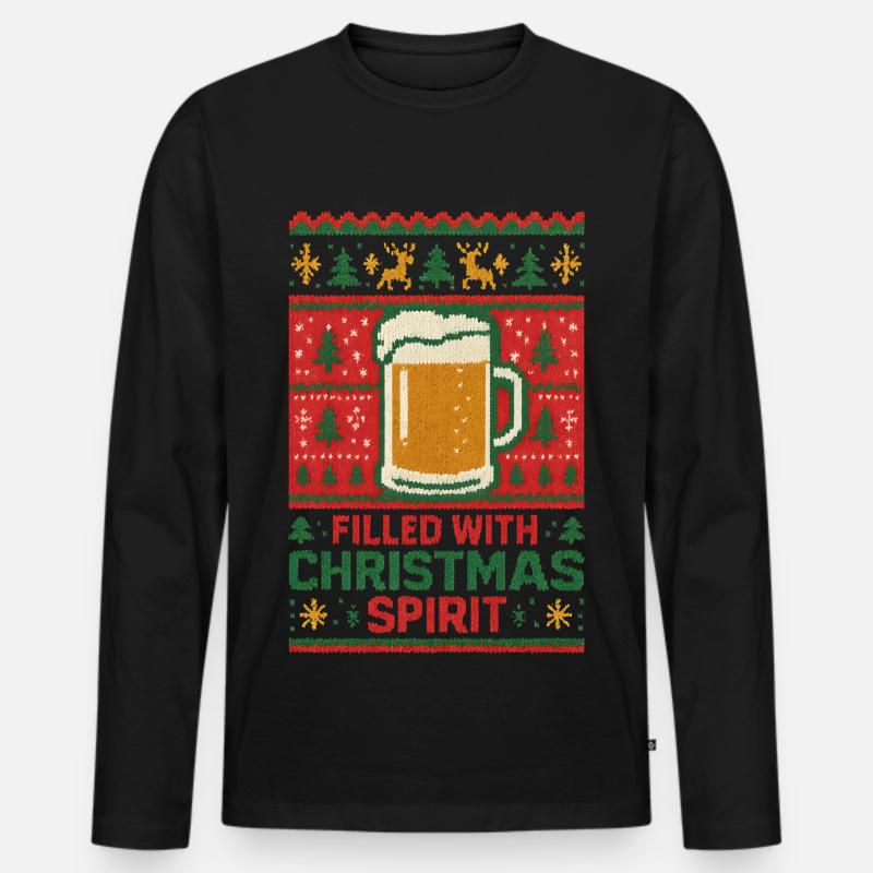 Bierkrug Weihnachtspullover - Männer Premium Bio Langarmshirt - Schwarz