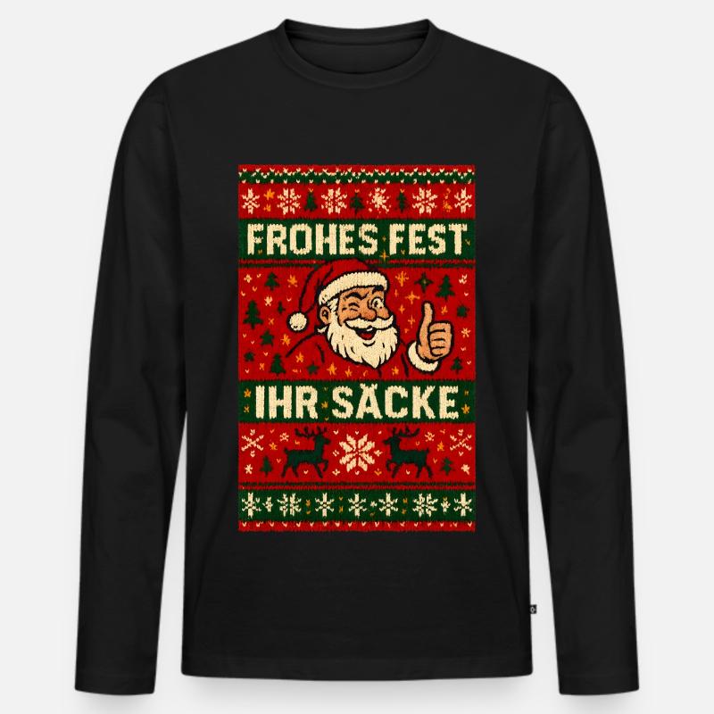 Frohes Fest Ihr Säcke Santa - Männer Premium Bio Langarmshirt - Schwarz