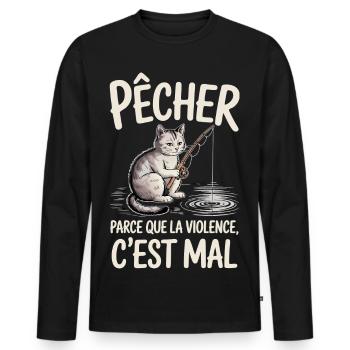 Angeln, weil Gewalt falsch ist - Männer Premium Bio Langarmshirt - Schwarz - Vorne - Nico (187cm)