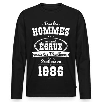 40 Jahre – Die Besten wurden 1986 geboren - Männer Premium Bio Langarmshirt - Schwarz - Vorne - Nico (187cm)
