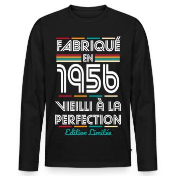 1956 – Made – Aged to perfection - Men's Premium Organic Long Sleeve Shirt - black - Front - Nico (187cm)