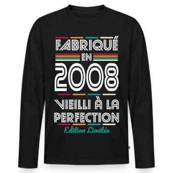 2008 – Made – Aged to perfection - Men's Premium Organic Long Sleeve Shirt - black - Front - Nico (187cm)