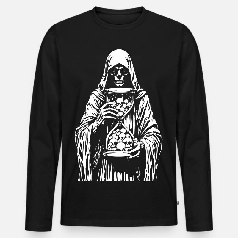 Sensenmann mit Schädeln - Männer Premium Bio Langarmshirt - Schwarz