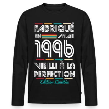 30th Anniversary - Made in May 1996 - Men's Premium Organic Long Sleeve Shirt - black - Front - Nico (187cm)