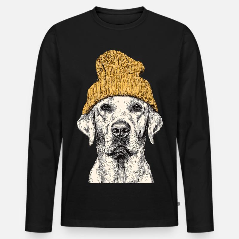 Beanie Retriever - Männer Premium Bio Langarmshirt - Schwarz