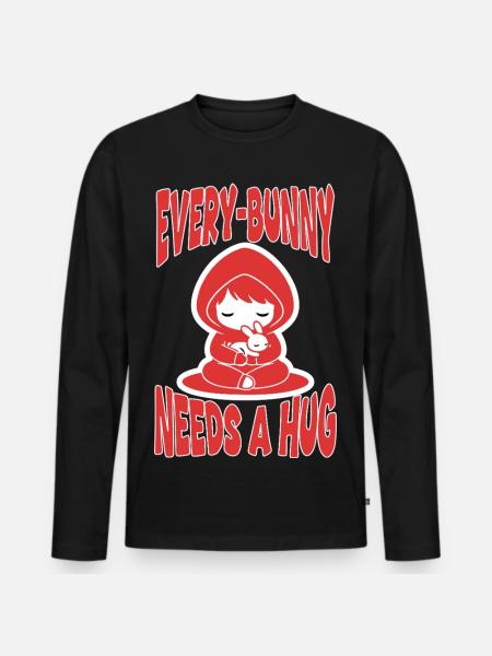 Rabbit Hug Every-Bunny Manga Cute - Men's Premium Organic Long Sleeve Shirt - black