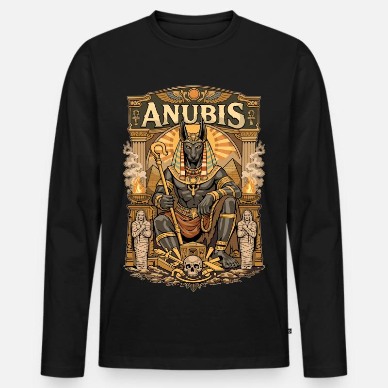 Thron von Anubis - Männer Premium Bio Langarmshirt - Schwarz
