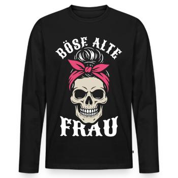 Skull Bandana Böse Alte Frau - Männer Premium Bio Langarmshirt - Schwarz - Vorne - Nico (187cm)