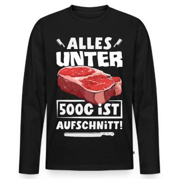 Grillmeister Geschenk Fleisch Wurst & Bier - Männer Premium Bio Langarmshirt - Schwarz - Vorne - Nico (187cm)