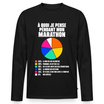À quoi je pense pendant mon marathon - T-shirt manches longues Premium bio Homme - noir - Devant - Nico (187cm)