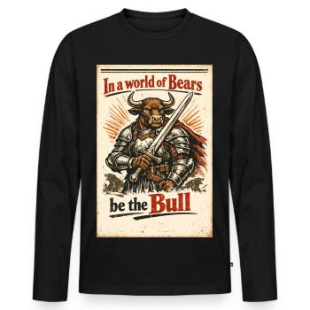 Dans un monde où les ours sont le taureau – Trading Design - T-shirt manches longues Premium bio Homme - noir - Devant - Nico (187cm)