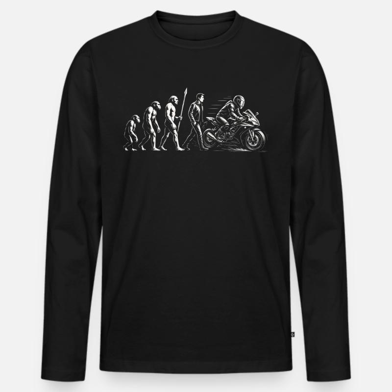 Motorcycle Biker Evolution - Men's Premium Organic Long Sleeve Shirt - black