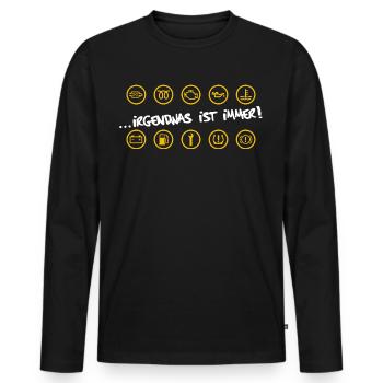 Irgendwas ist immer! - Warnleuchten Auto & Lkw - Männer Premium Bio Langarmshirt - Schwarz - Vorne - Nico (187cm)