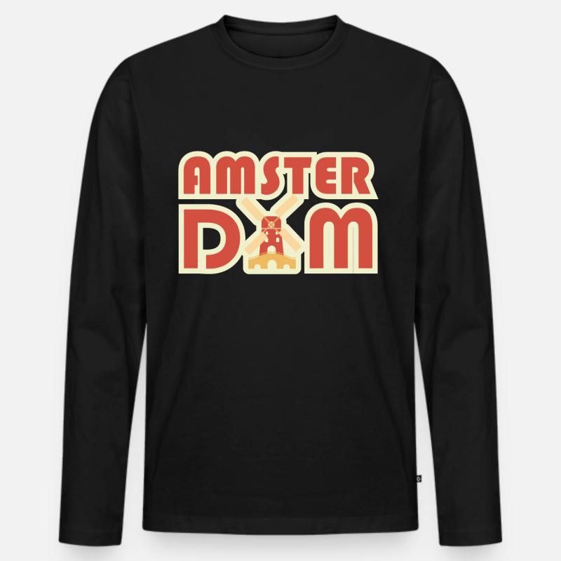 Reise Amsterdam - Männer Premium Bio Langarmshirt - Schwarz