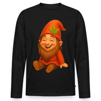 Knuffiger Zwerg goldig lachend - Männer Premium Bio Langarmshirt - Schwarz - Vorne - Nico (187cm)