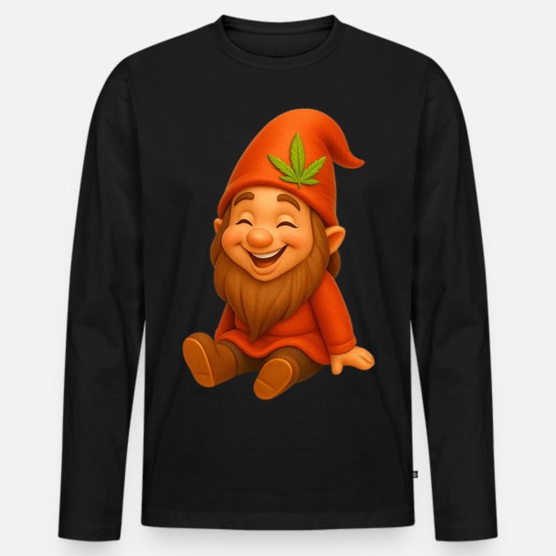 Knuffiger Zwerg goldig lachend - Männer Premium Bio Langarmshirt - Schwarz