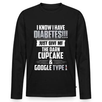Je sais que je suis diabétique - T-shirt manches longues Premium bio Homme - noir - Devant - Nico (187cm)