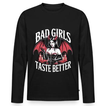 Bad Girls Taste Better! Goth Gothic Emo Baddie - Men's Premium Organic Long Sleeve Shirt - black - Front - Nico (187cm)