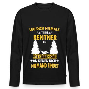 Pensioner saying - Men's Premium Organic Long Sleeve Shirt - black - Front - Nico (187cm)