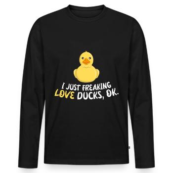 J’aime les canards, d’accord ? - T-shirt manches longues Premium bio Homme - noir - Devant - Nico (187cm)