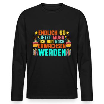 60ten Geburtstag 60 jährigen Mann Frau - Männer Premium Bio Langarmshirt - Schwarz - Vorne - Nico (187cm)