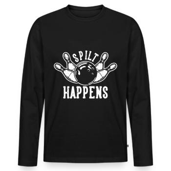 Split Happens Bowling Pins Bowler Bowling-Team - Männer Premium Bio Langarmshirt - Schwarz - Vorne - Nico (187cm)