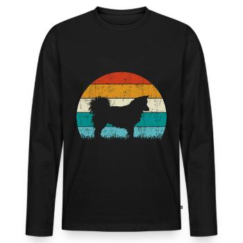 Icelandic Dog Vintage Retro - Men's Premium Organic Long Sleeve Shirt - black - Front - Nico (187cm)