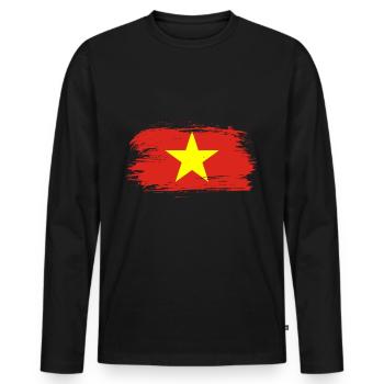 Vietnam Flag - Men's Premium Organic Long Sleeve Shirt - black - Front - Nico (187cm)