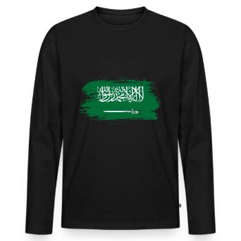 Drapeau Arabie Saoudite - T-shirt manches longues Premium bio Homme - noir - Devant - Nico (187cm)