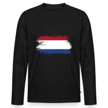 Pays-Bas Pavillon - T-shirt manches longues Premium bio Homme - noir - Devant - Nico (187cm)