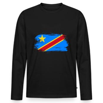 Congo Flag - Men's Premium Organic Long Sleeve Shirt - black - Front - Nico (187cm)