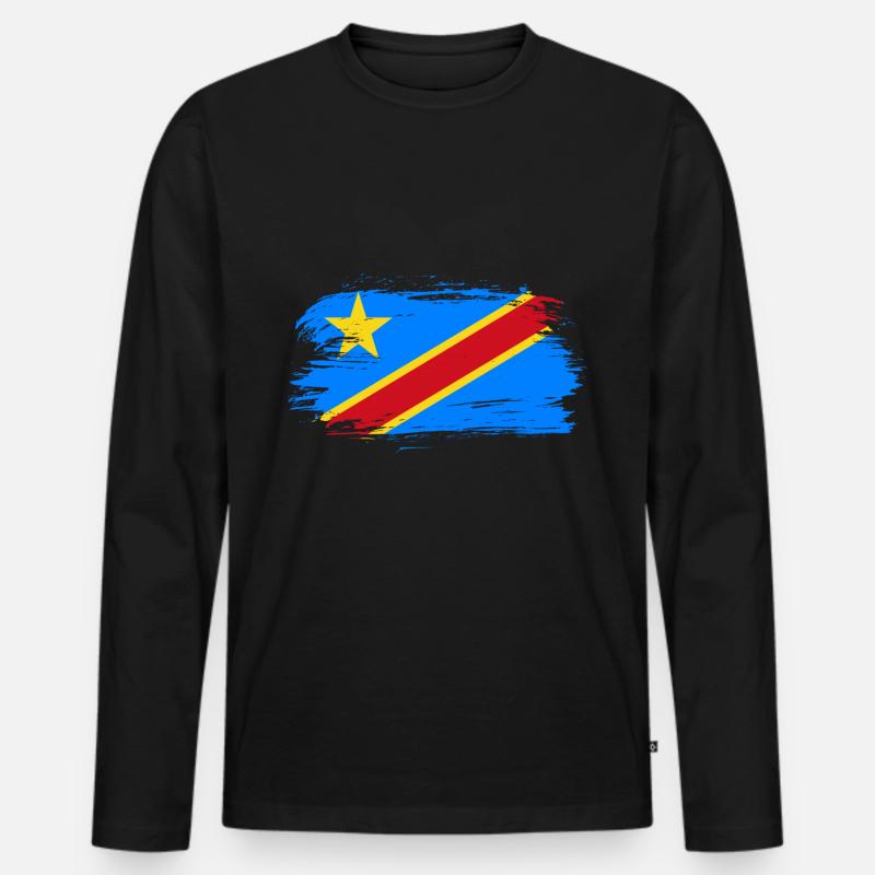 Kongo Flagge - Männer Premium Bio Langarmshirt - Schwarz