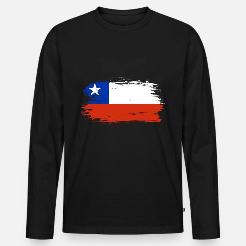 Chile Flagge - Männer Premium Bio Langarmshirt - Schwarz