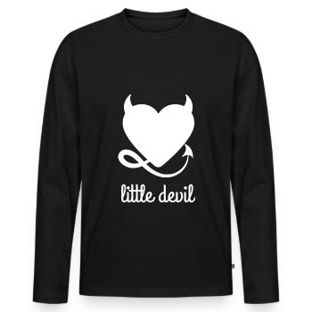 Teufel Geschenk, teufelchen engel herz hörner - Männer Premium Bio Langarmshirt - Schwarz - Vorne - Nico (187cm)