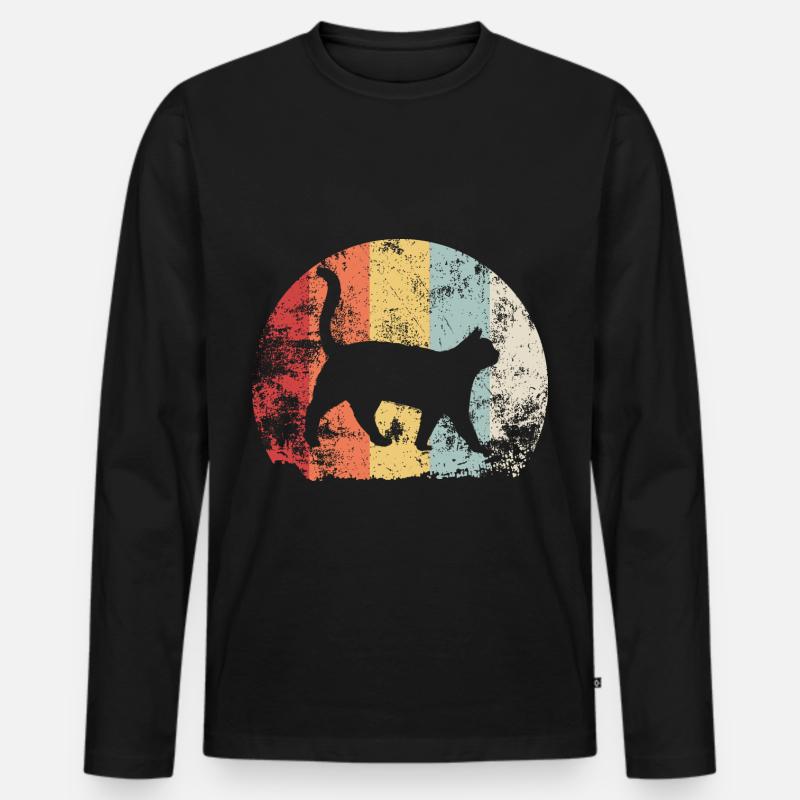 Katze - Männer Premium Bio Langarmshirt - Schwarz