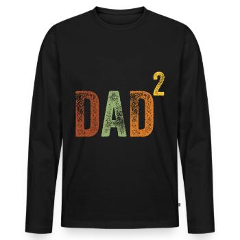 Father High Two - Dad Dad Father's Day Retro Fathers - Men's Premium Organic Long Sleeve Shirt - black - Front - Nico (187cm)