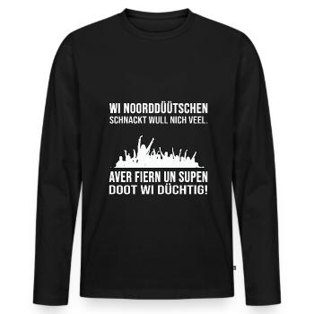 Gift of Low German Humor Rostoc North German - Men's Premium Organic Long Sleeve Shirt - black - Front - Nico (187cm)