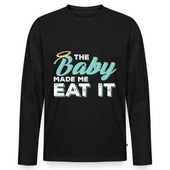 Femme enceinte alimentation - T-shirt manches longues Premium bio Homme - noir - Devant - Nico (187cm)