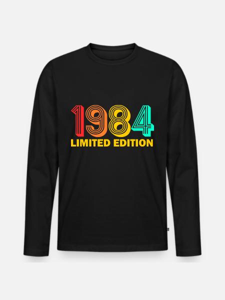 1984 geboren Geboren 1984 Cadeau Verjaardag - Mannen Premium Bio shirt met lange mouwen - zwart