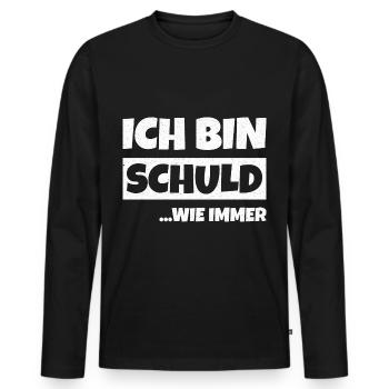 Ich bin Schuld wie Immer - Männer Premium Bio Langarmshirt - Schwarz - Vorne - Nico (187cm)