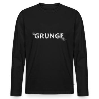 Grunge 90s Seattle distressed Logo - Männer Premium Bio Langarmshirt - Schwarz - Vorne - Nico (187cm)
